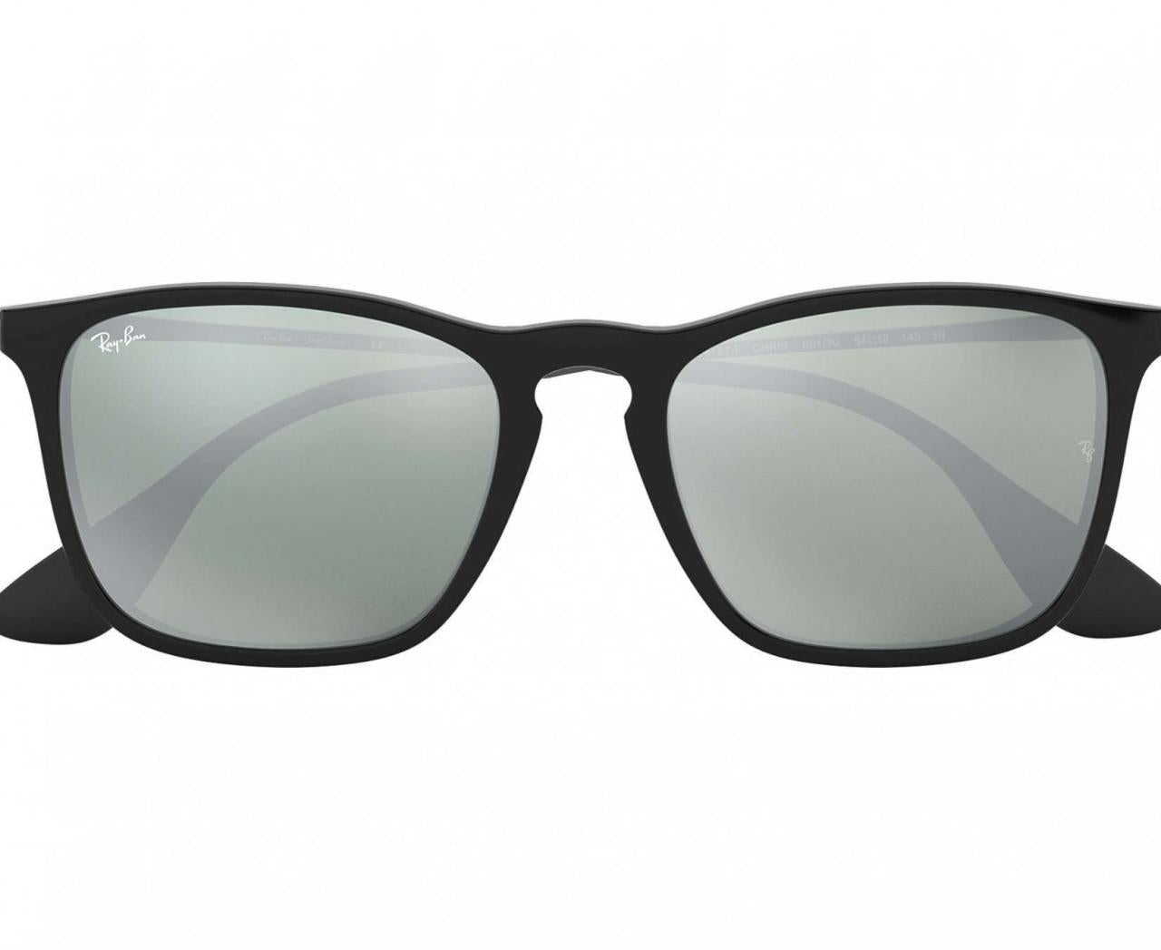 Ray-Ban RB4187F-601/30 Unisex Chris Gloss Black Square Silver Lens Nylon Sunglasses