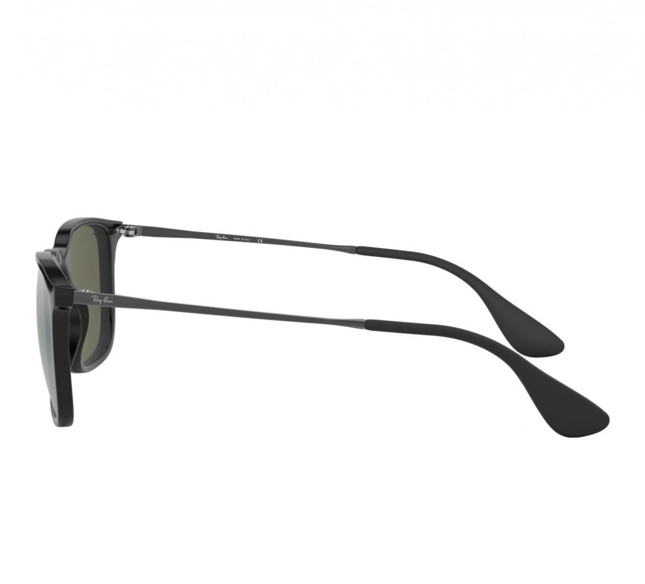 Ray-Ban RB4187F-601/30 Unisex Chris Gloss Black Square Silver Lens Nylon Sunglasses