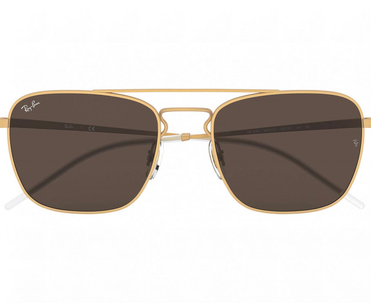 Ray-Ban RB3588-901373 Matte Gold Unisex Classic B-15 55mm Dark Brown Lens Sunglasses
