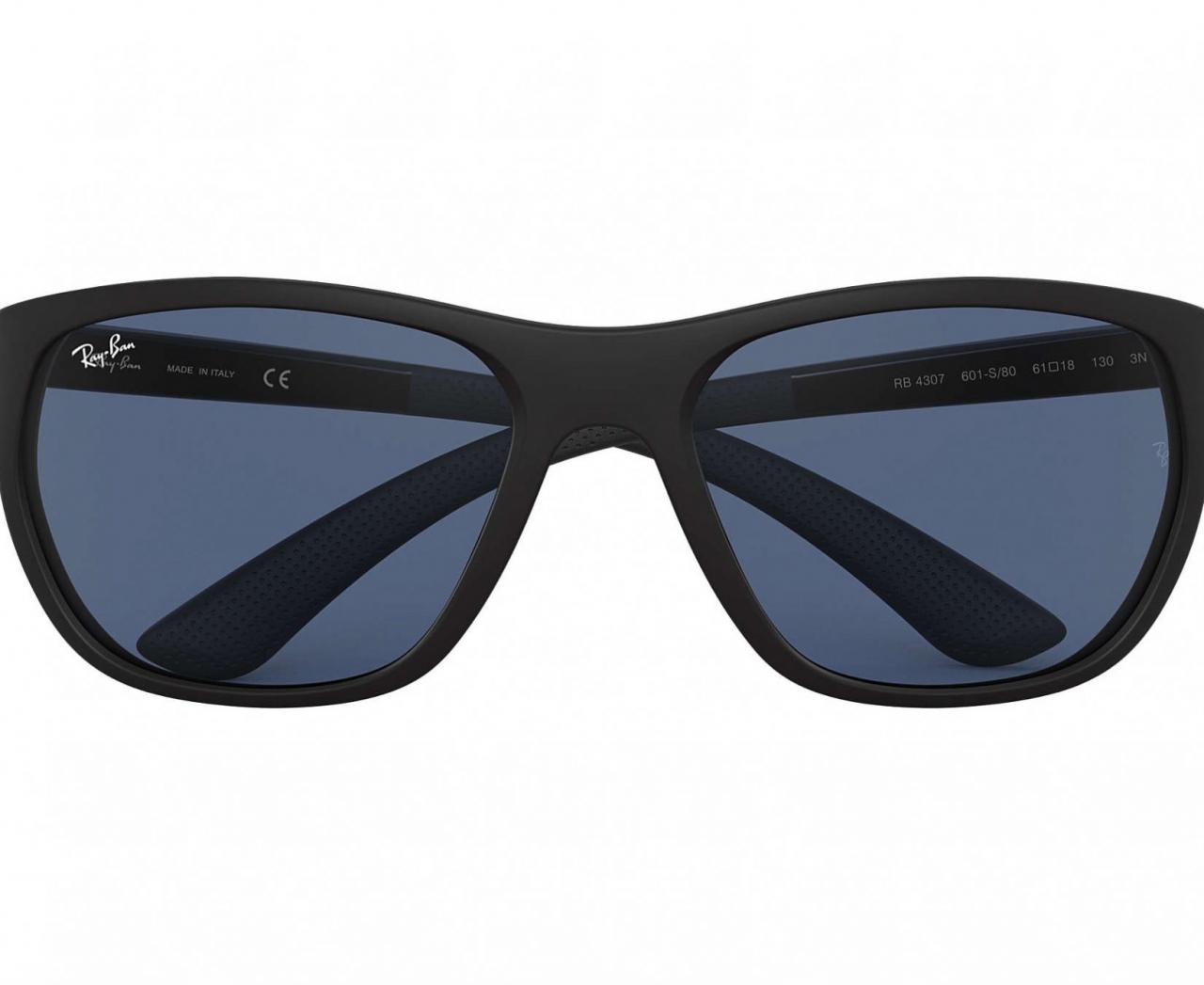 Ray-Ban RB4307-601S80 Black Square Dark Blue Classic Lens Men's Nylon Sunglasses