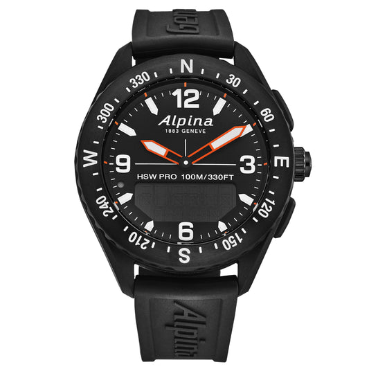 Alpina Men's 'Alpiner X' Smartwatch Black Dial Black Rubber Strap Quartz Watch AL-283LBB5AQ6
