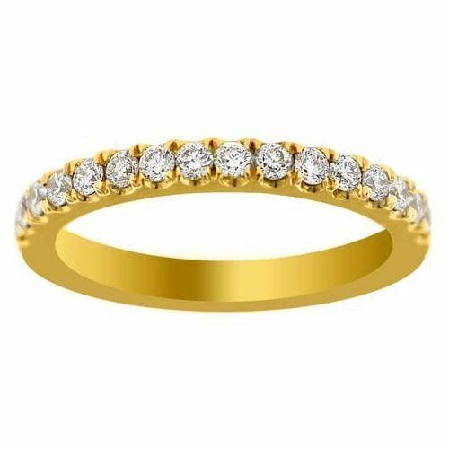 14K Yellow Gold 2.5mm Thin Band High Clarity .58ctw Round Cut Micropave Half Eternity 15 Diamond Ring