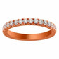 14K Rose White Gold 2.5mm Thin Band High Clarity .58ctw Round Cut Micropave Half Eternity 15 Diamond Ring