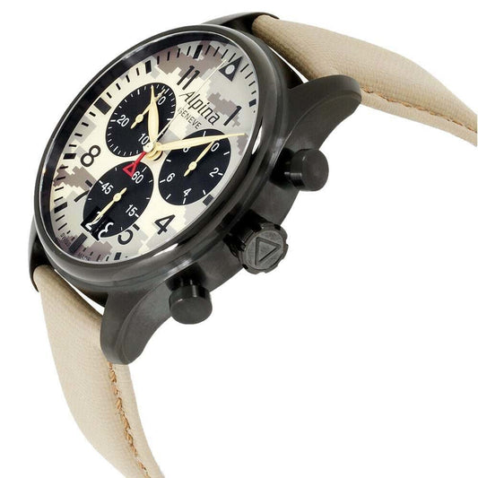 Alpina AL372MLY4FBS6 Startimer Pilot Camouflage Dial Military Green Cordura Nylon Chronograph Watch 815099014728