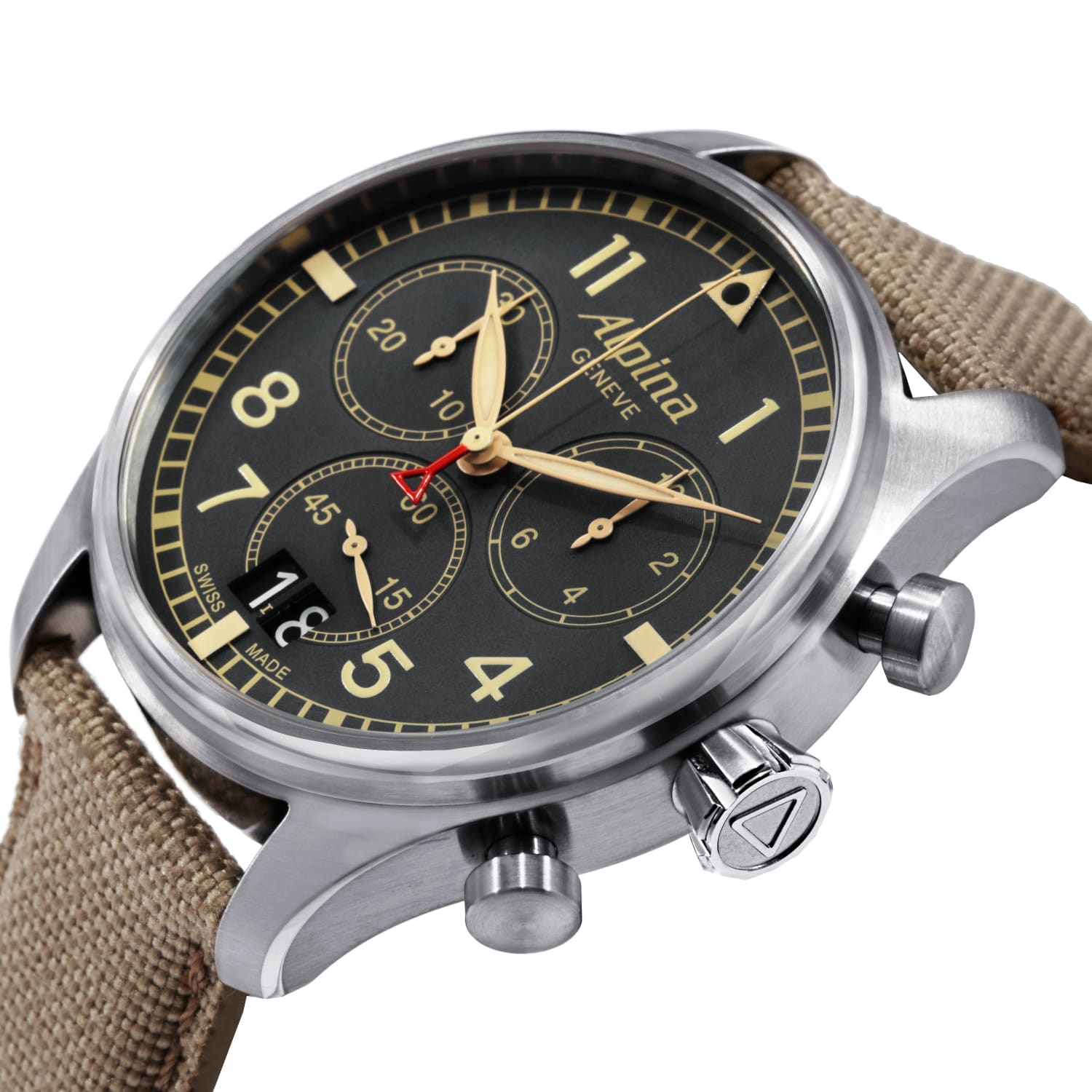 Alpina Men’s ’Smartimer Pilot’ Camouflage Grey Dial 