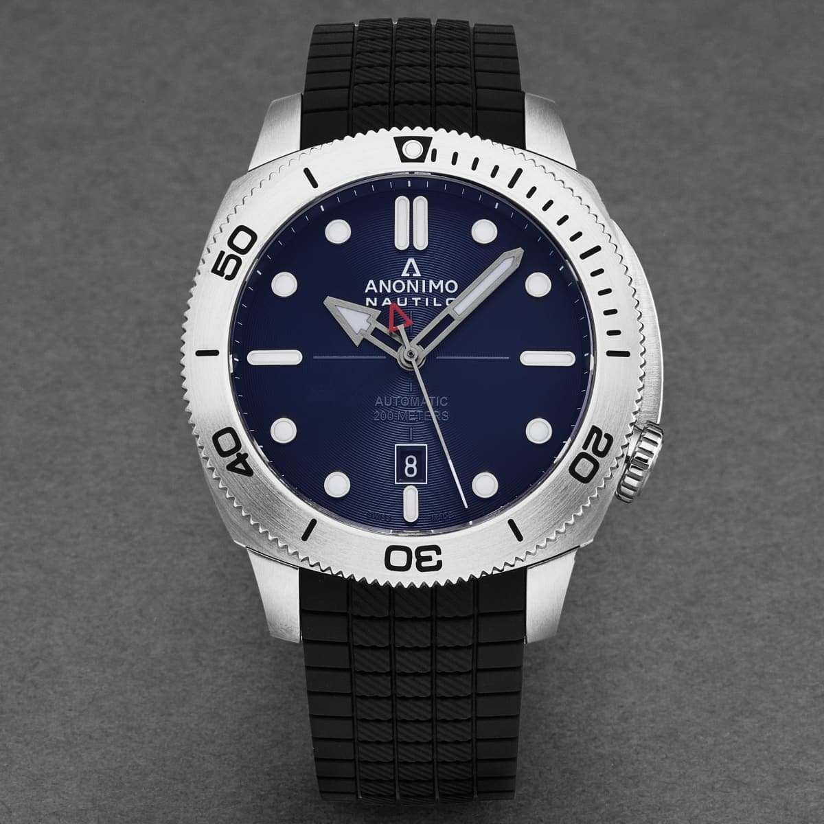 Anonimo Men’s AM-1001.01.003.A11 Nautilo Blue Dial Black Rubber Strap Swiss Automatic Watch - On sale