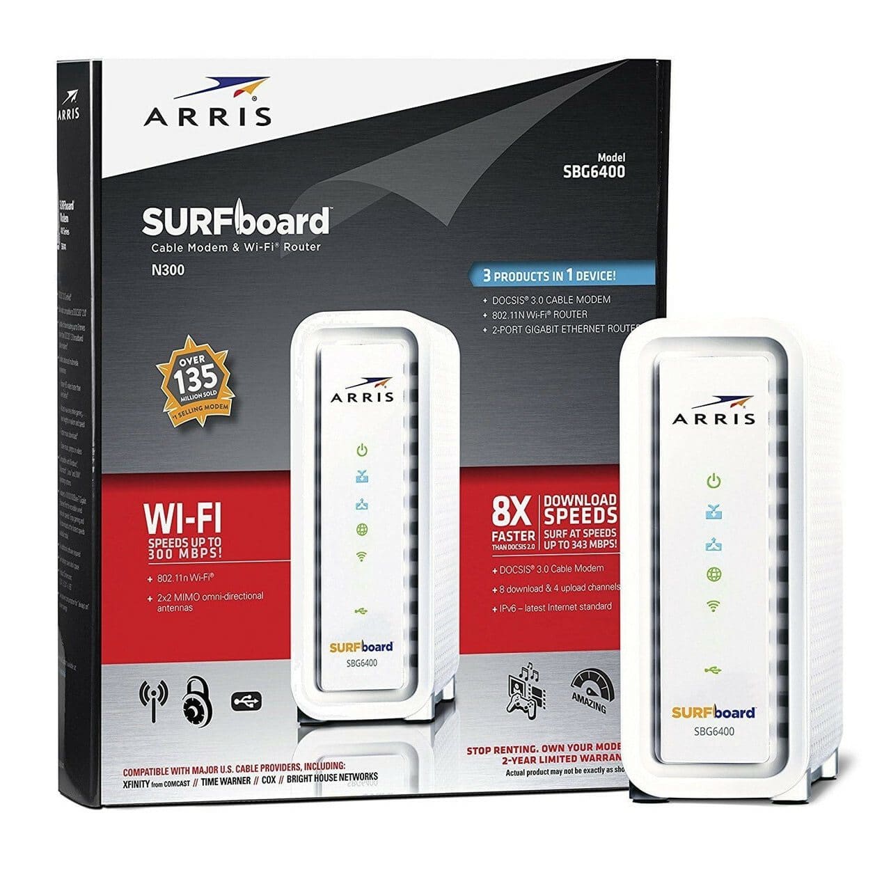 Arris SBG6400 DOCSIS SURFboard 3.0 Cable Modem Wireless Wi-Fi Router