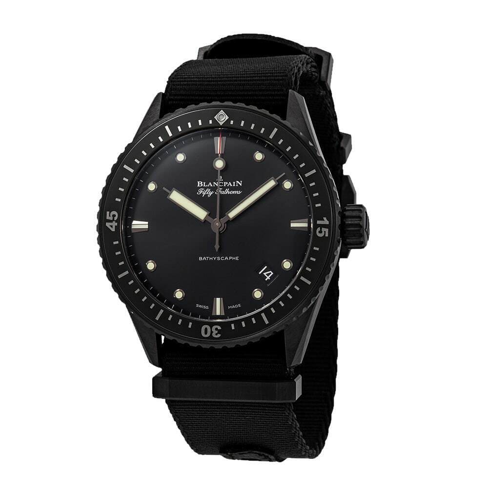 Blancpain 5000-0130-NABA Fifty Fathoms Bathyscaphe Black Fabric NATO Men's Automatic Watch 7613297475944