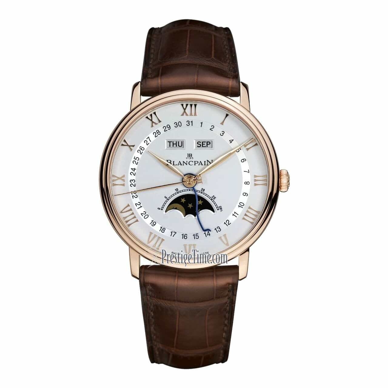 Blancpain 6664-3642-55B Villeret Quantième Complet Demi-Savonnette Moonphase Brown Leather Watch 845960065108