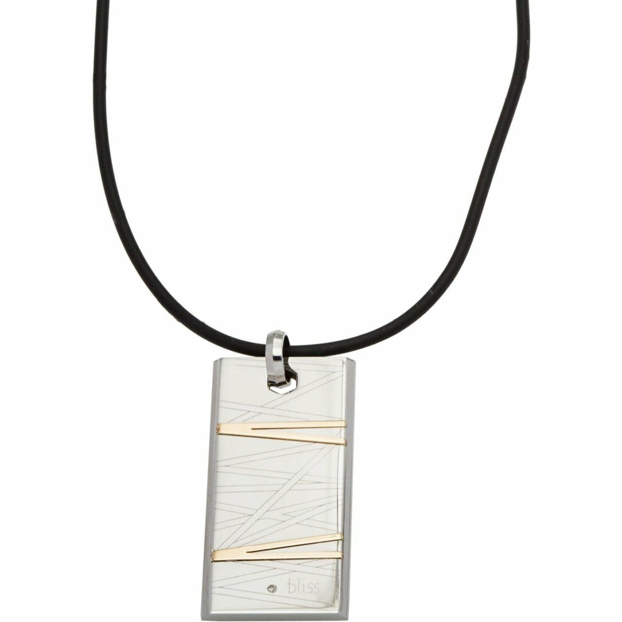 BLISS by Damiani - "Flash" Stainless Steel & 18K Yellow Gold Diamond Necklace 840771105586 20029530
