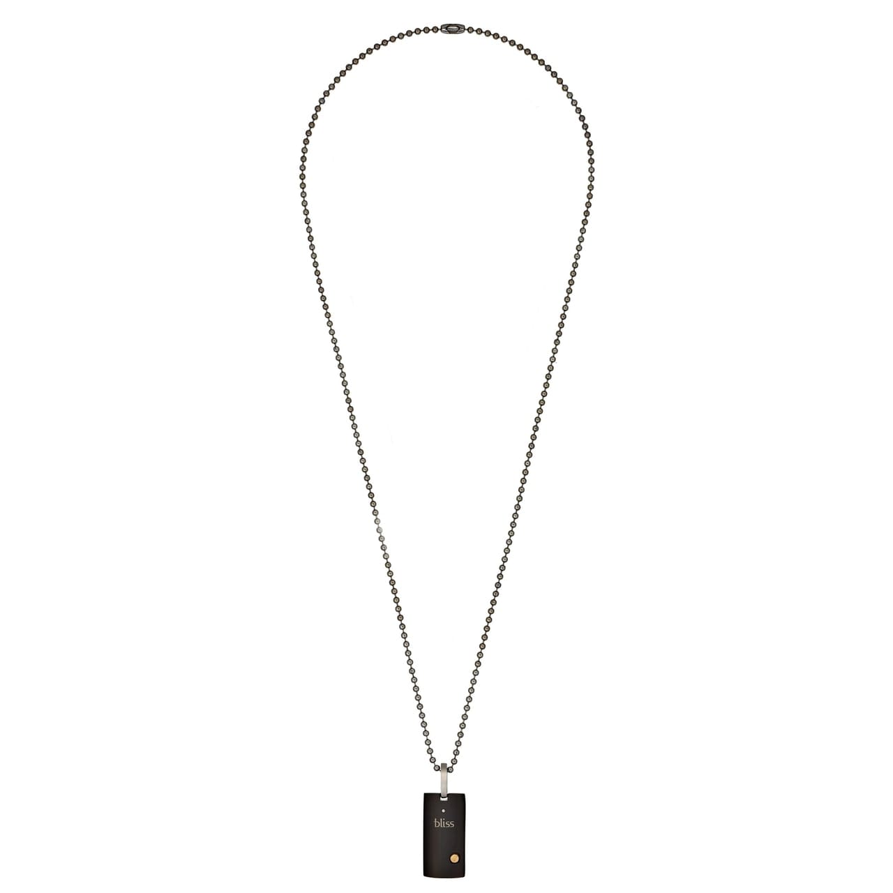 BLISS by Damiani "Uomo" Black Stainless Steel 18K Yellow Gold Pendant with Diamond Necklace 840771105494