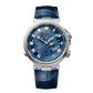 Breguet 5547BBY29ZU Marine Alarme Musicale 18KT White Gold Case Blue Dial Blue Leather Watch