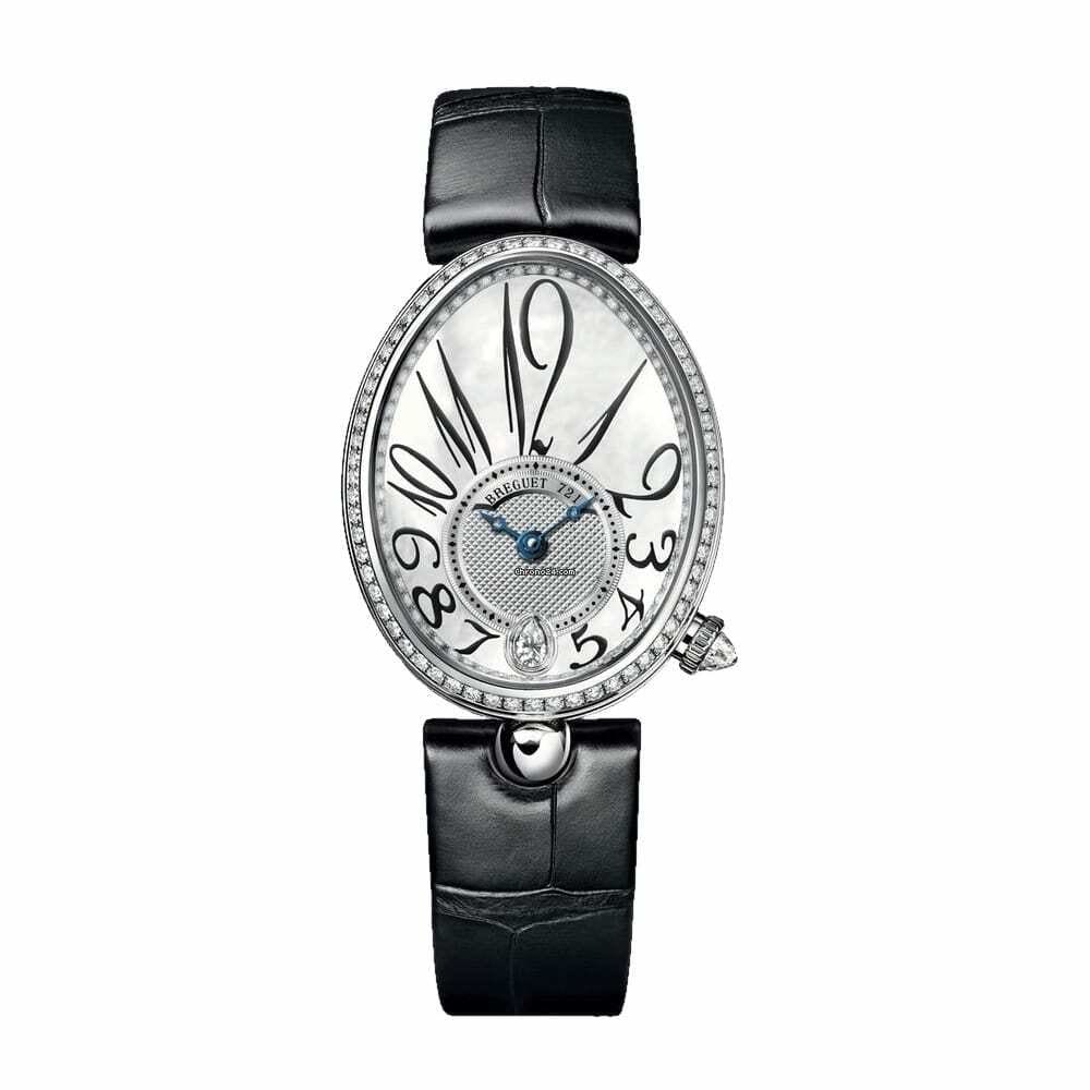 Breguet 8918BB58964D00D Reine de Naples White Dial Black Leather White Gold Watch