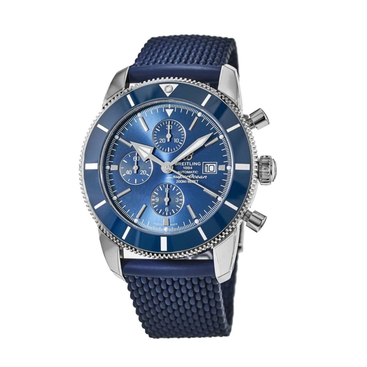 Breitling A1331216 Superocean Heritage II Blue Dial Aero Classic Rubber Chronograph Watch
