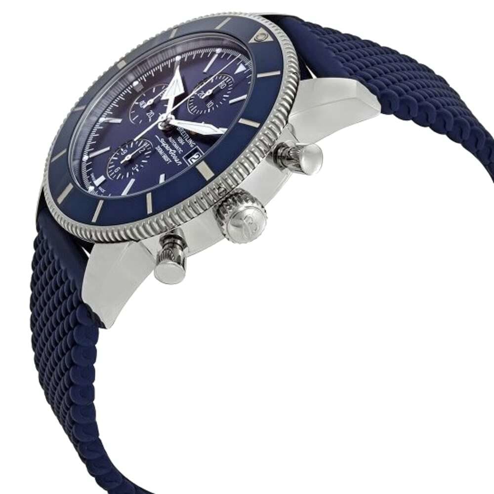 Breitling A1331216 Superocean Heritage II Blue Dial Aero Classic Rubber Chronograph Watch
