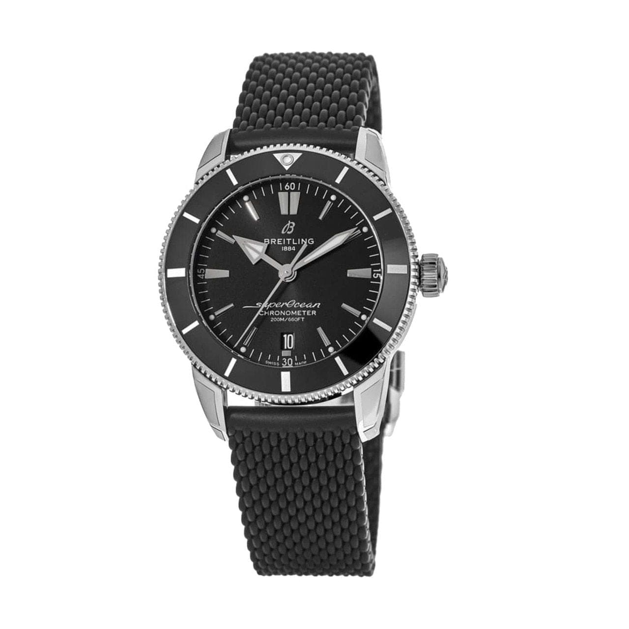 Breitling AB2030121B1S1 Superocean Heritage II Black Dial Men's Rubber Chronometer Watch 842047148044