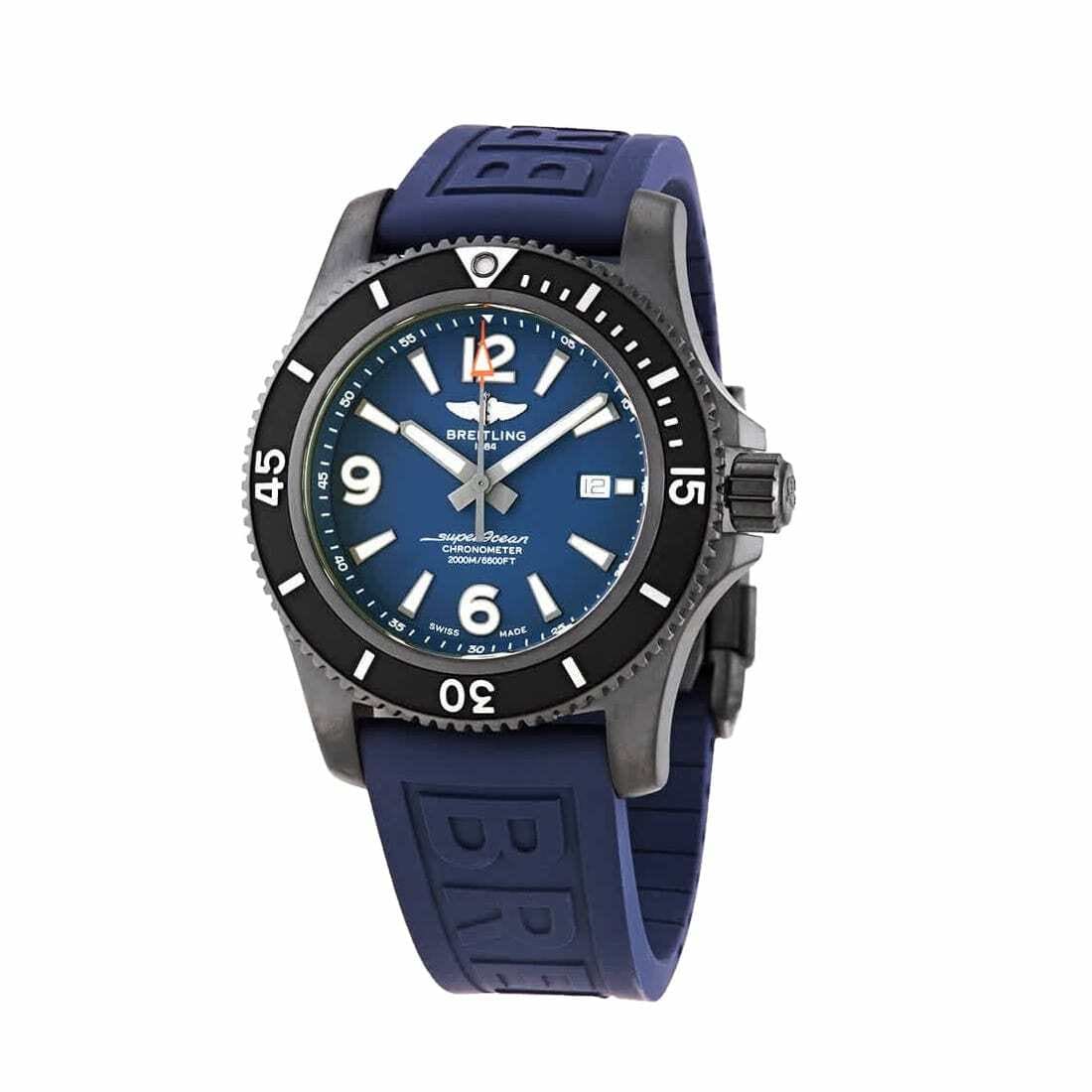 Breitling M17368D71C1S2 Superocean 46 Blue Dial Men's Rubber Diver Pro III Watch 842047180174