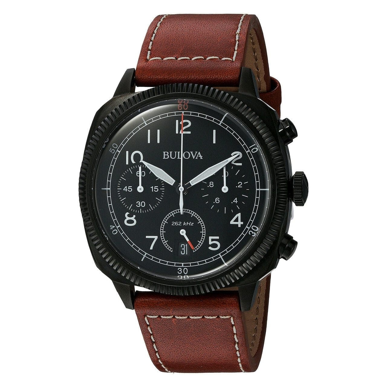 Bulova 98B245 UHF Black Dial Brown Leather Men's Chronograph Watch 042429527041