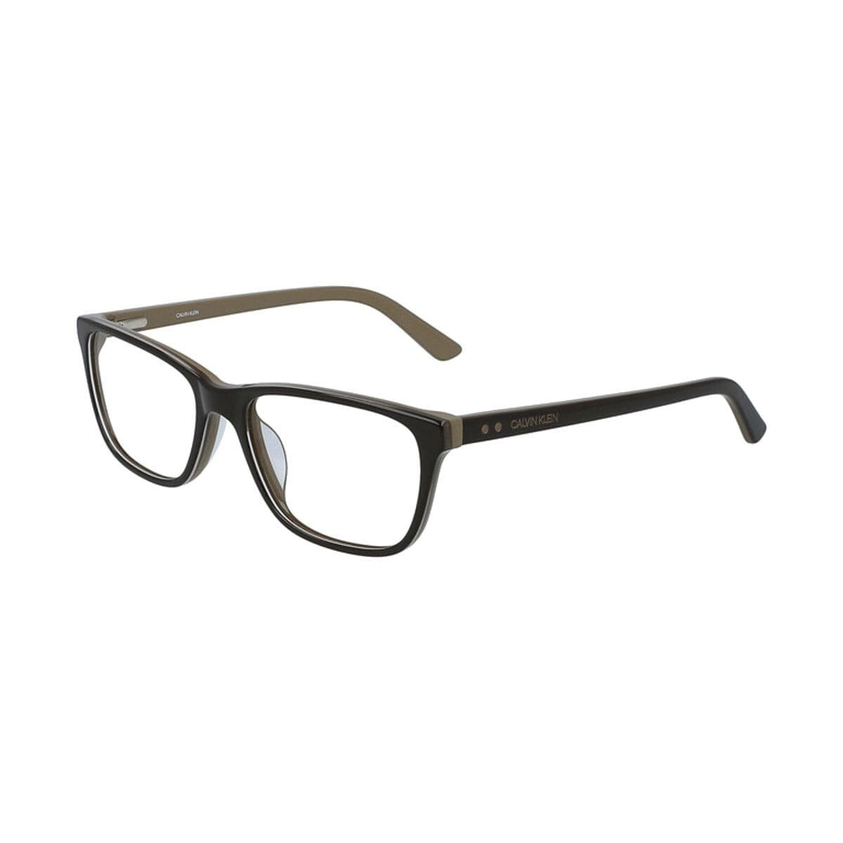 Calvin Klein CK-19510-203 Dark Brown Beige Square Men's Acetate Eyeglasses 883901110937