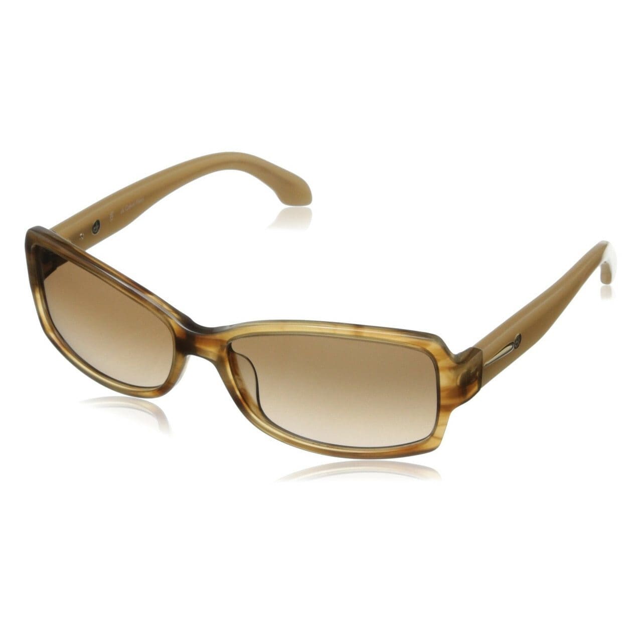 Calvin Klein CK4189S-202 Horn Brown Rectangular Gradient Brown Lens Sunglasses 750779043486
