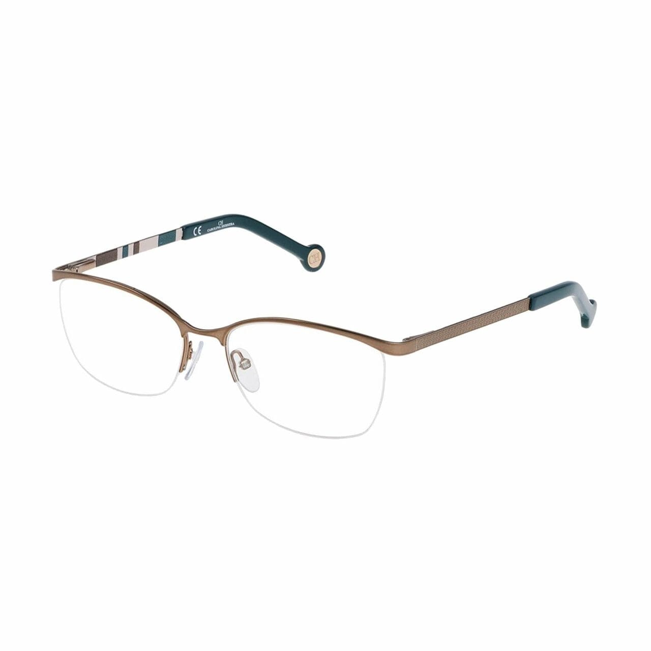 Carolina Herrera VHE060-579 Shiny Palladium Rectangular Unisex Eyeglasses