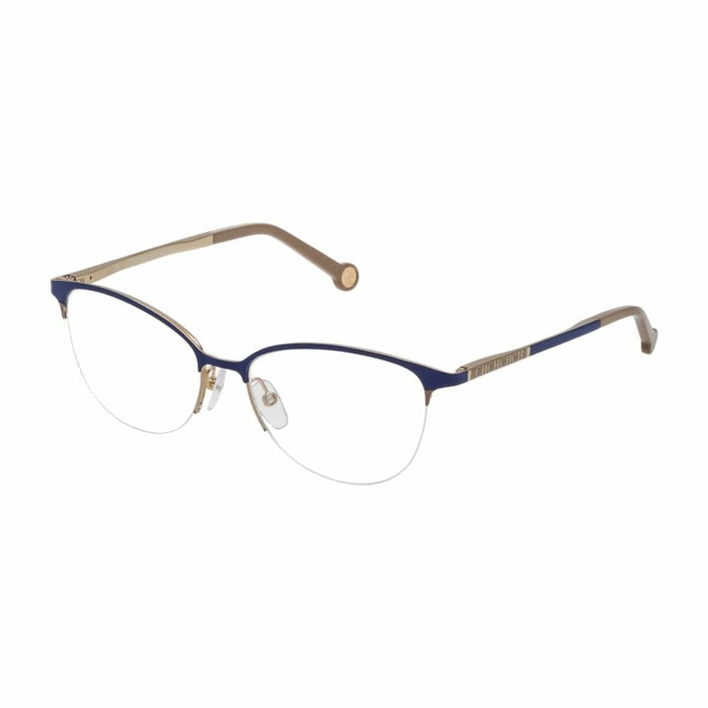 Carolina Herrera VHE093-317M Blue Beige Women's Oval Metal Eyeglasses