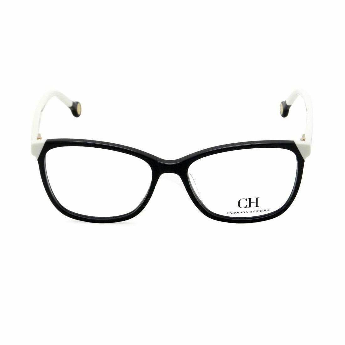 Carolina Herrera VHE773-700Y Shiny Black White Square Women's Acetate Eyeglasses 190605068236