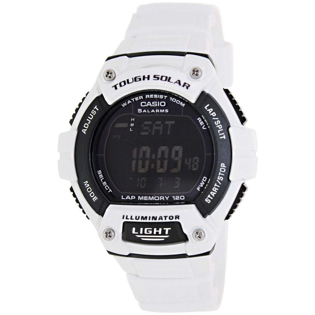 Casio Runners Tough Solar WS220C-7BV White Resin Digital 120 Lap 100M Watch