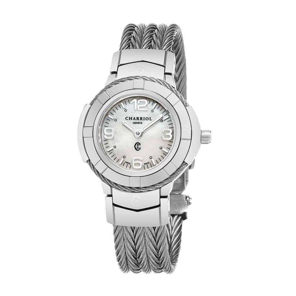 Charriol CE426S640001 Celtic Mother of Pearl Dial Stainless Chevron Cable Women's Watch