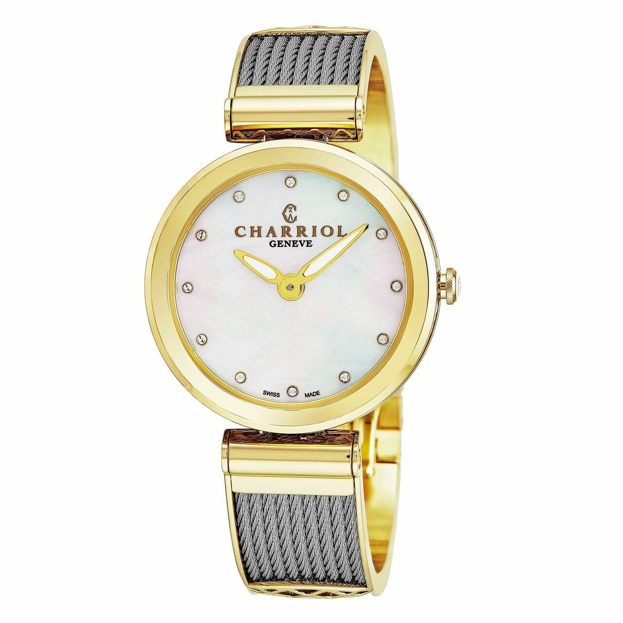 Charriol FE32.104.006 Forever Two Tone Stainless Chevron Cable Mother of Pearl Dial Women's Watch 794504299144