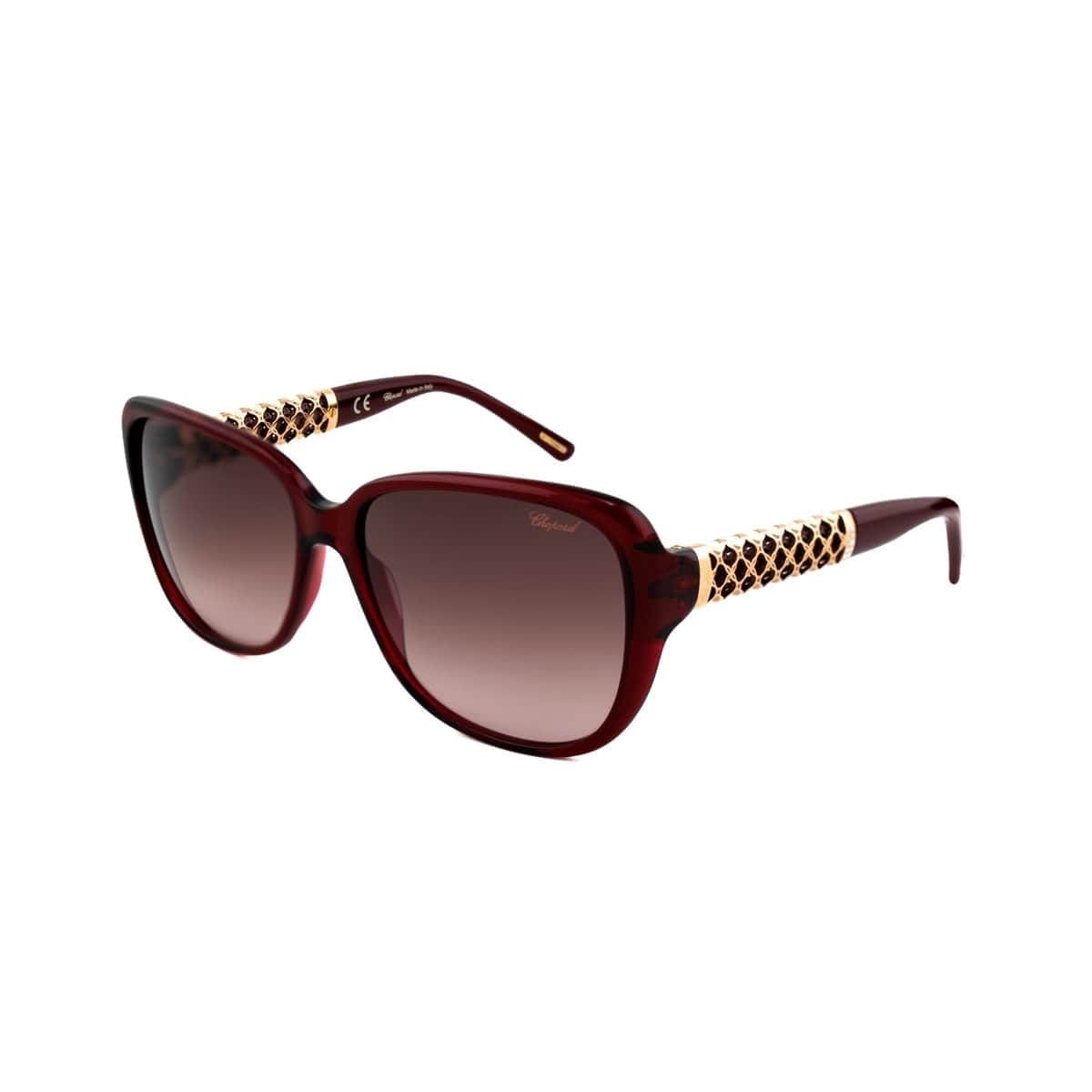 Chopard SCH184S-0954 Dark Burgundy Square Brown Gradient Lens Women's Plastic Sunglasses 883663841131