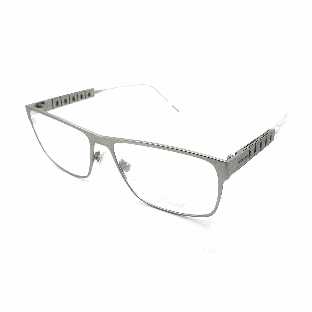 Chopard VCHB03-0581 Satin Silver Rectangular Titanium Unisex Eyeglasses