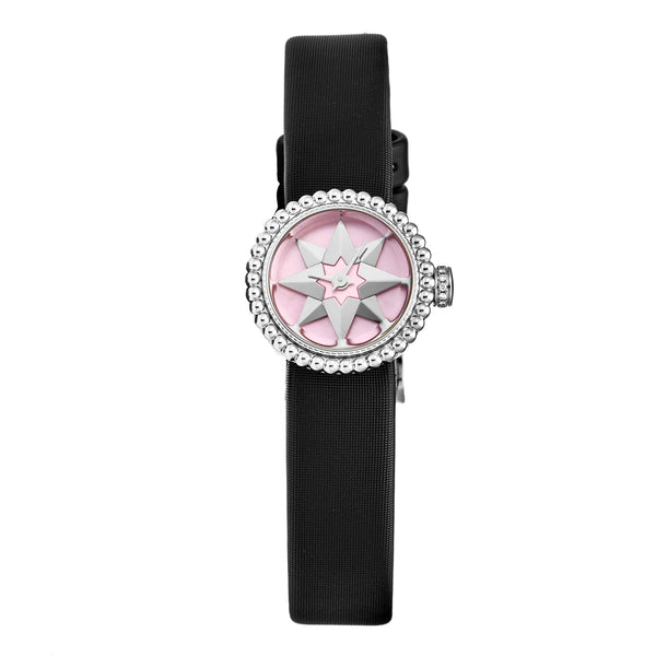 Christian Dior Women's CD040112A002 'La D De Dior Mini' Pink Mother of Pearl Dial Satin Strap Swiss Quartz Watch