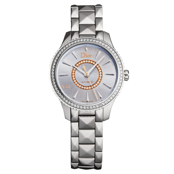 Christian Dior Women's CD152510M001 'Montaigne' Blue Diamond Dial Diamond Bezel Stainless Steel Swiss Automatic Watch