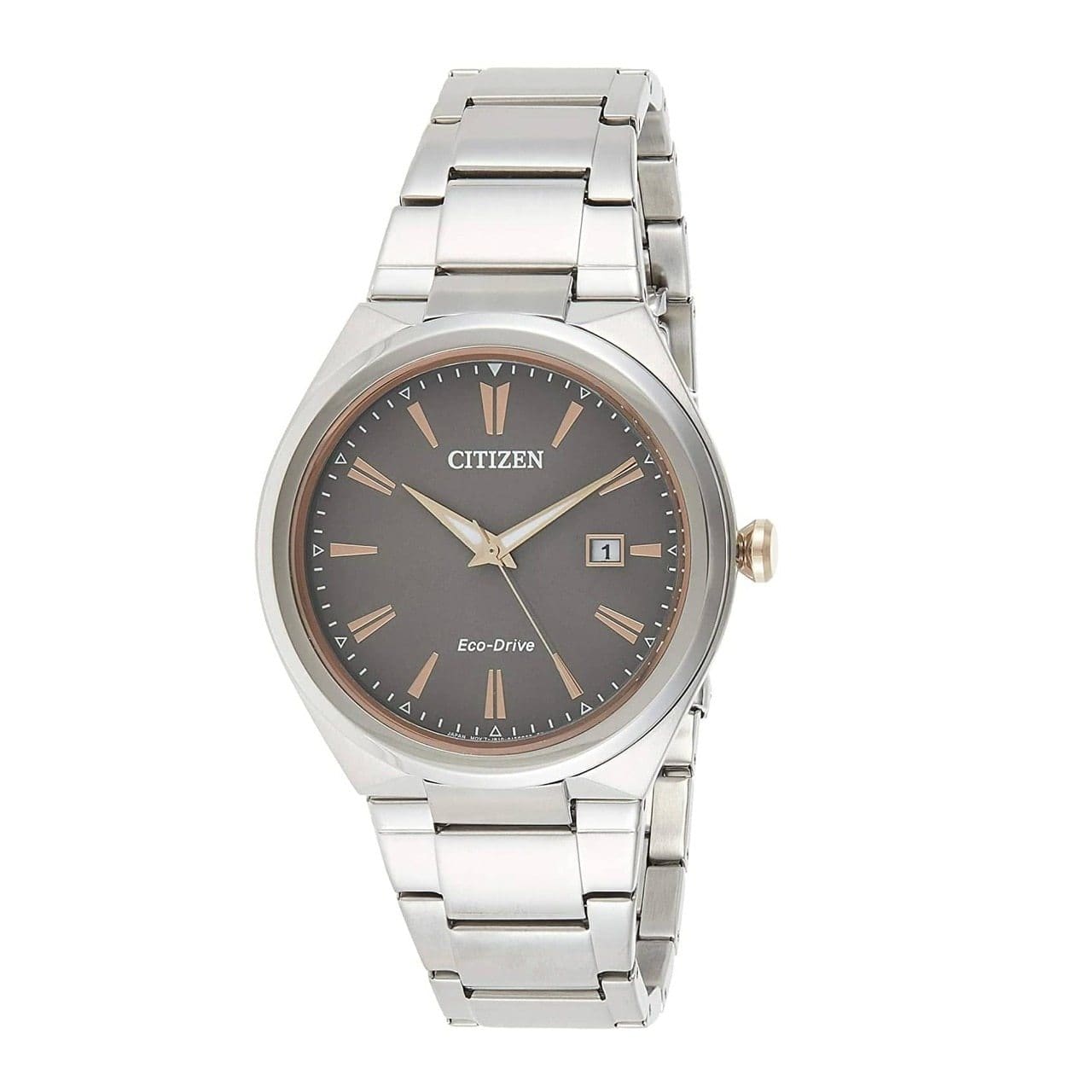 Citizen AW1376-55H Silver Stainless Steel Grey Dial Men's Eco-Drive Watch 4974374274397