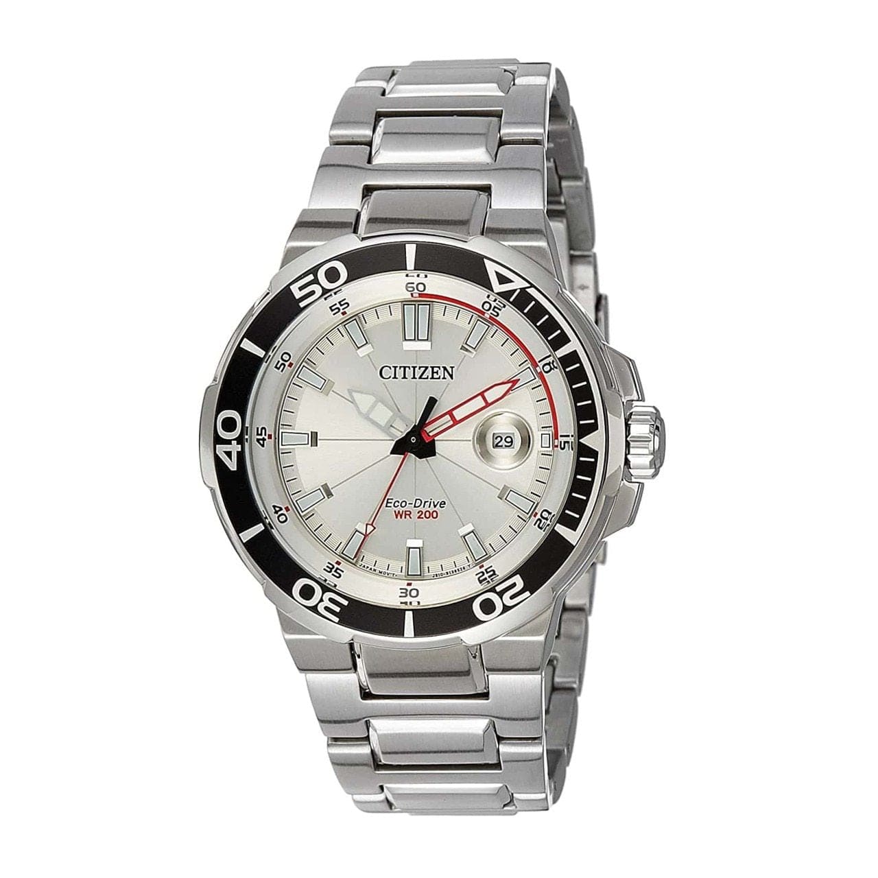 Citizen AW1420-63A Silver Stainless Steel White Dial Unidirectional Bezel Diver's Watch 4974374249982