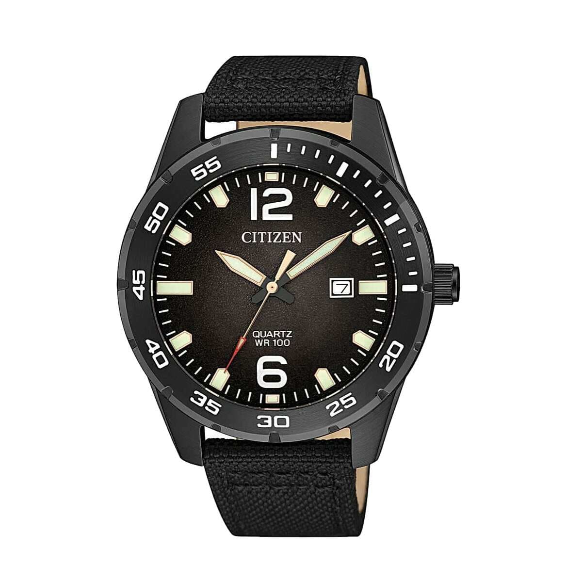 Citizen BI1045-05E Black Dial Men's Nylon Ion-Plated Quartz Watch 4974374285423