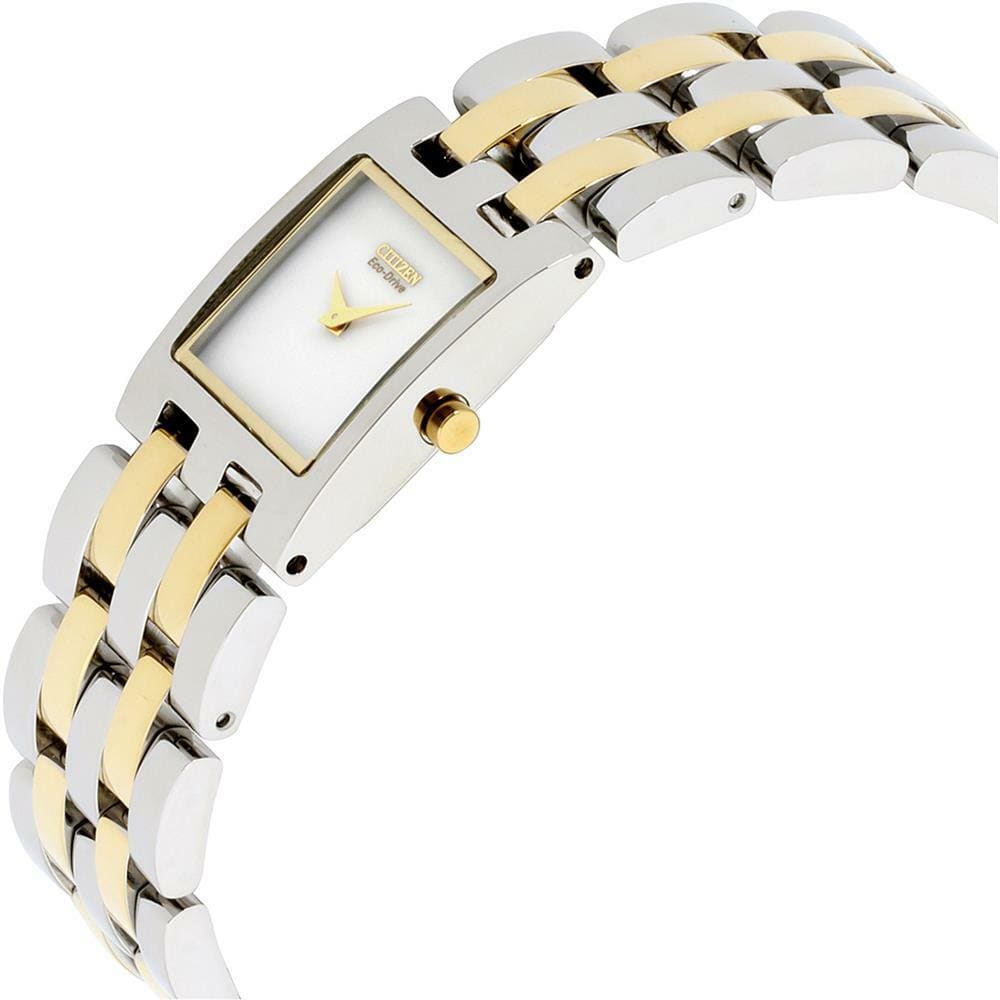 Citizen EX1304-51A Eco Drive Jolie Two Tone Stainless Steel Rectangular Women's Watch 013205102035