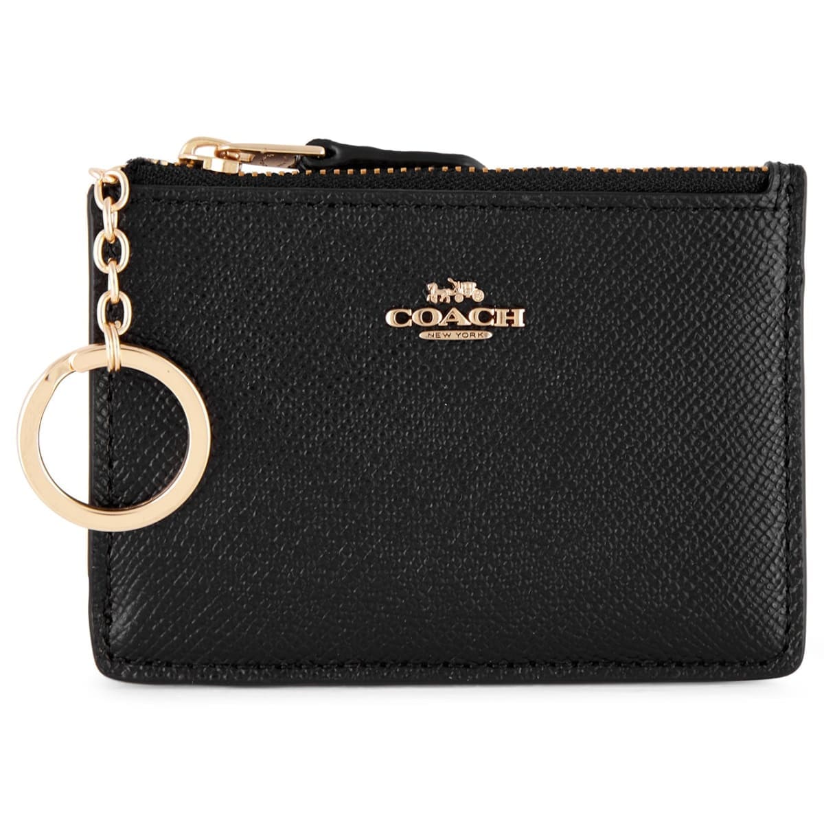 Coach Crossgrain Mini Leather ID Purse - Black - Wallets & 