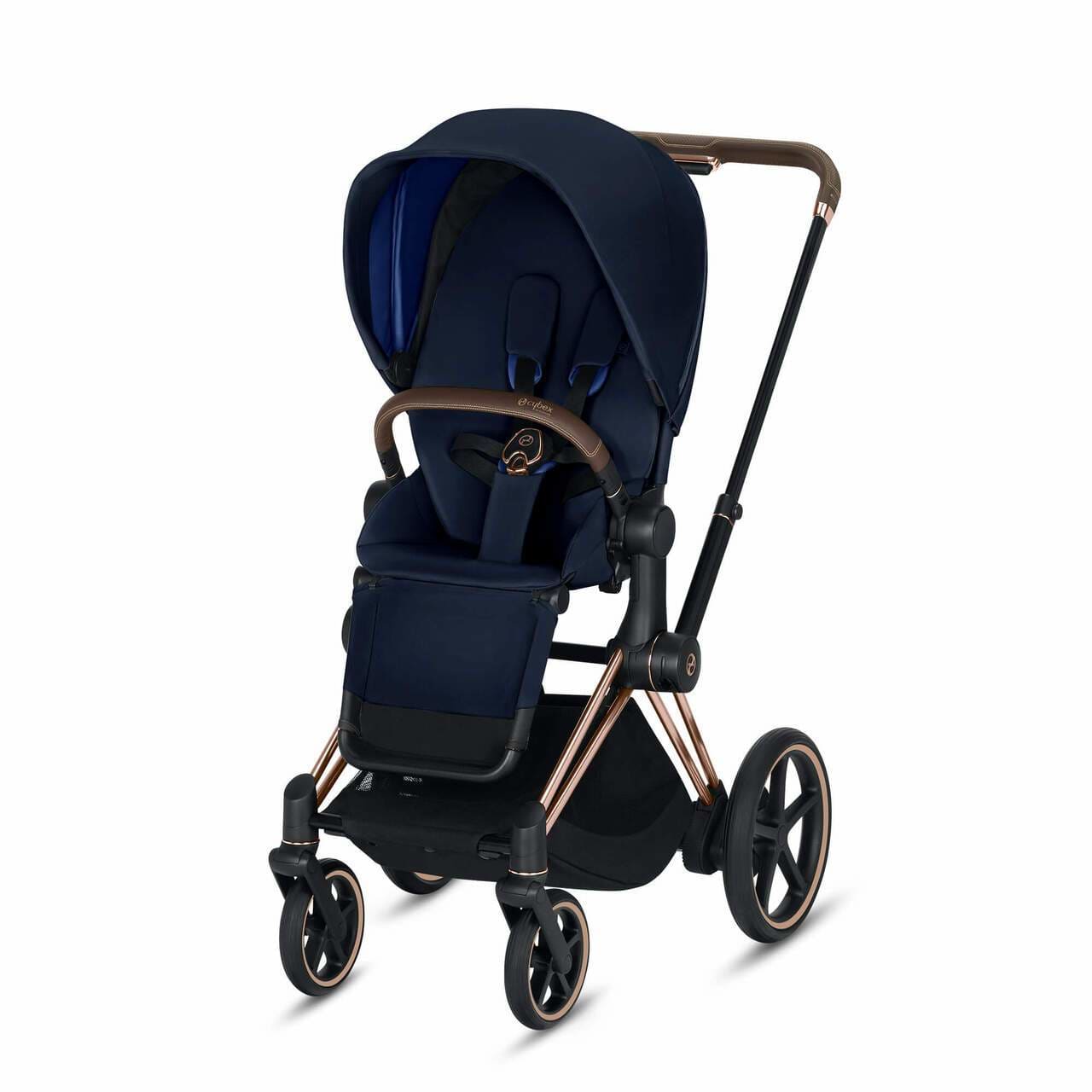 CYBEX ePriam 3-in-1 Travel System Frame in Rose Gold with Brown Details Baby Stroller – Indigo Blue 519003335 4058511701509
