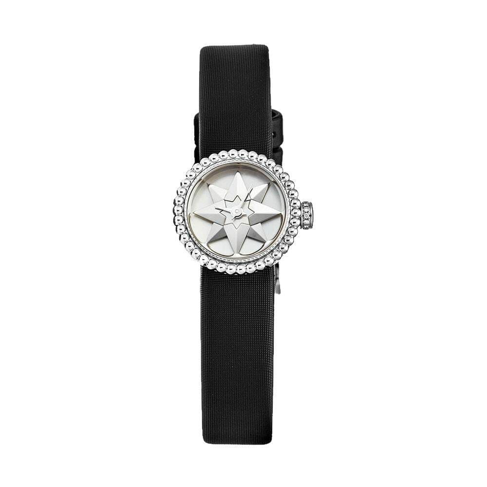 Dior CD040112A001 La D De Dior Mother of Pearl Dial Black Leather Watch