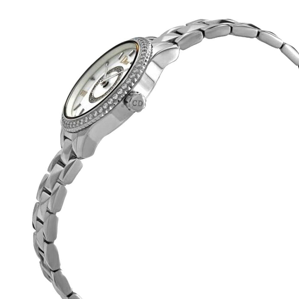 Dior CD151110M001 VIII Montaigne Silver Stainless Steel Mother of Pearl Diamond Dial Watch