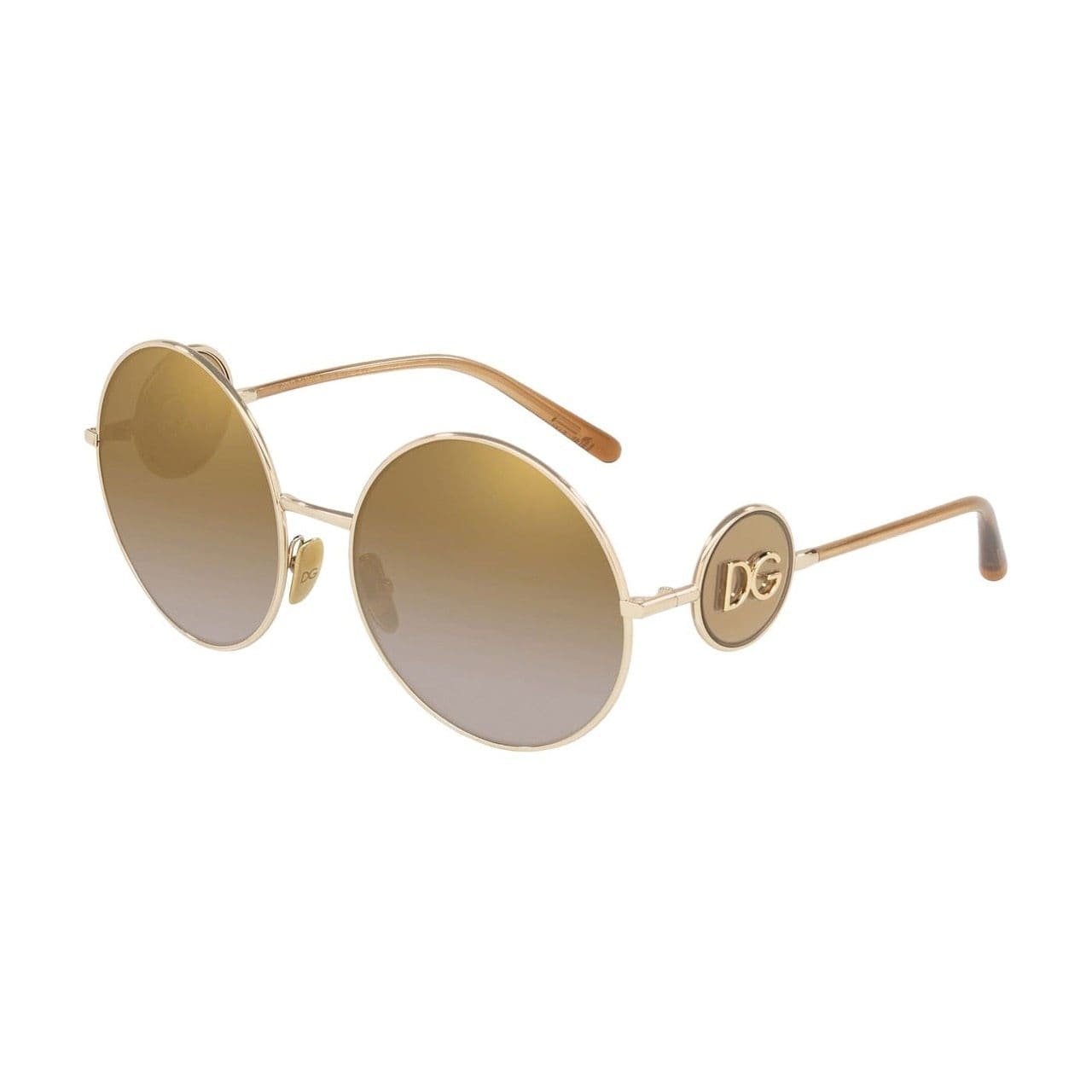 Dolce & Gabbana DG2205-488/6E Pale Gold Round Light Brown Gradient Mirrored Lens Sunglasses 8056597073233