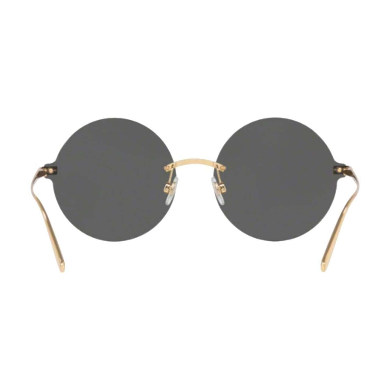 Dolce & Gabbana DG2228-02/L Gold Round Dark Grey Tampo Silver Lens Metal Sunglasses 8056597028356