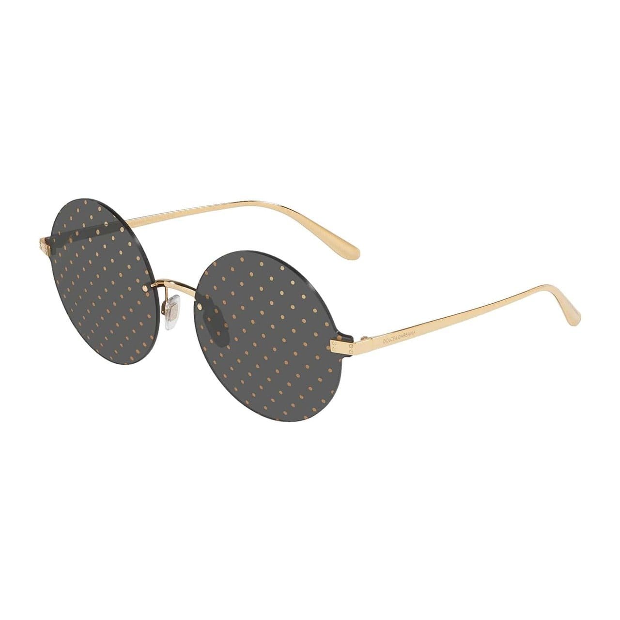 Dolce & Gabbana DG2228-02/L Gold Round Dark Grey Tampo Silver Lens Metal Sunglasses 8056597028356