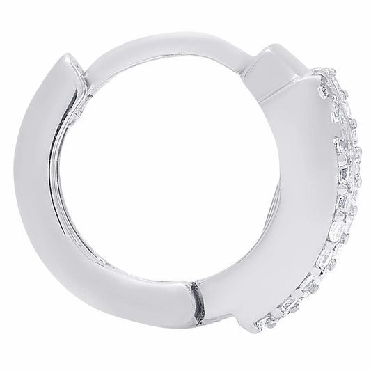Dolce Giavonna Sterling Silver CZ Hoop High Polish Earrings 