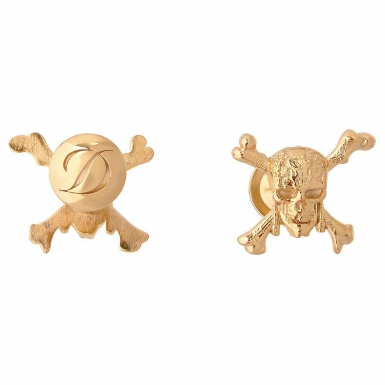 S.T. Dupont Pirates of the Caribbean Gold Finish Skull and Crossbones Cufflinks 005101PC 3597390234636