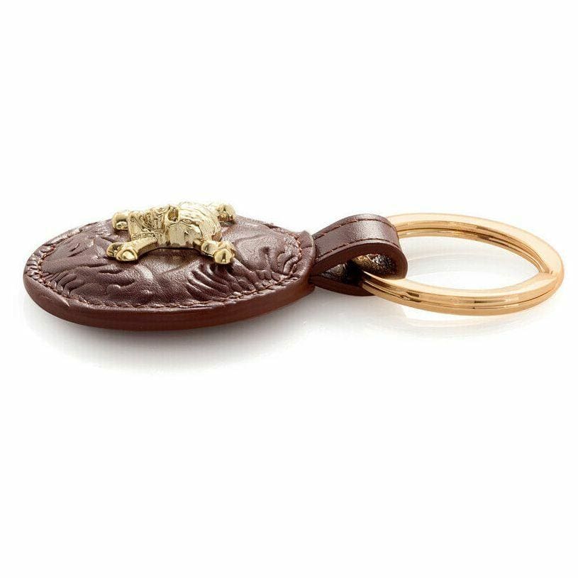 S.T. Dupont Pirates of the Caribbean Embossed Brown Cowhide Leather Key Ring 003101PC 3597390234629