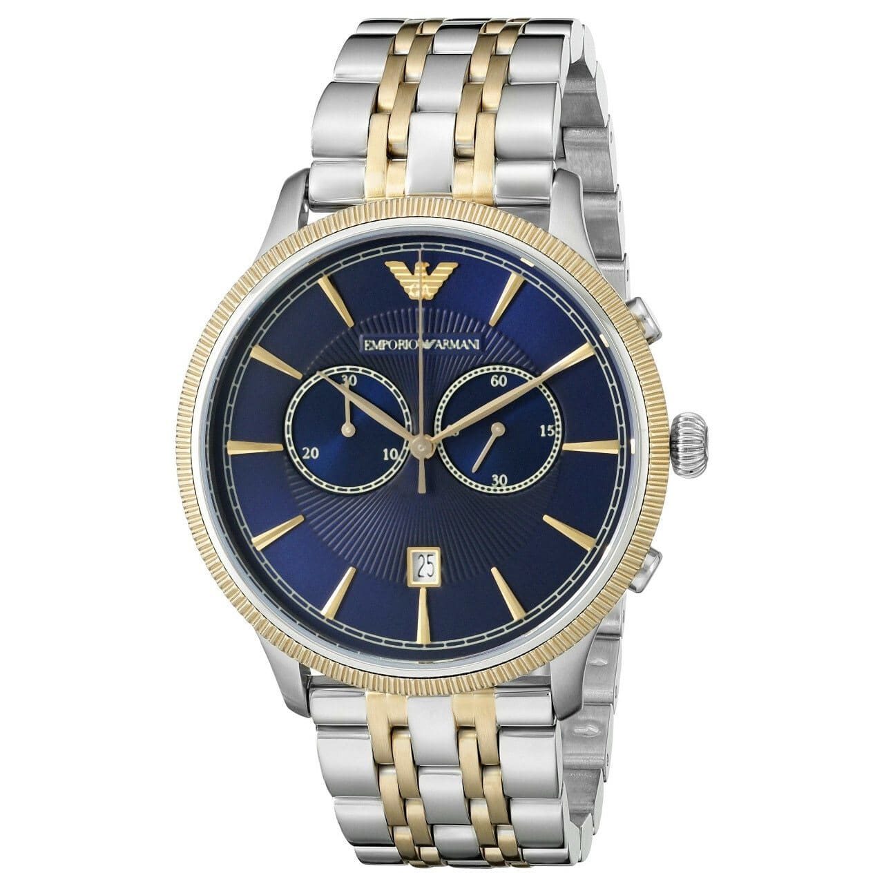 Emporio Armani AR1847 Classic Navy Blue Dial Two-tone Stainless Steel Chronograph Men's Watch