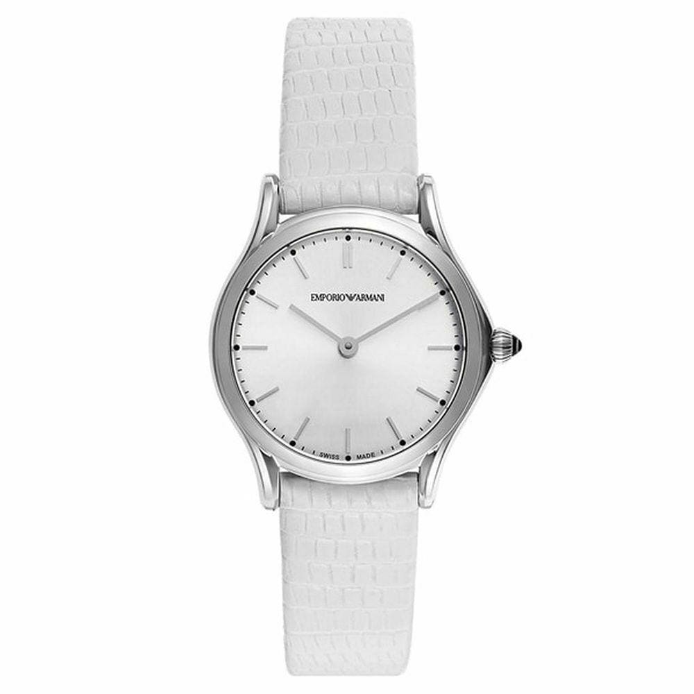 Emporio Armani ARS7004 Swiss Quartz Women's Classic White Leather Watch 723763209434